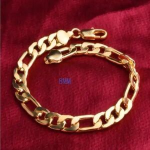 18K Gold Over 925 Sterling Silver Stamped Italian Link Bracelet NEW IN GIFT BOX